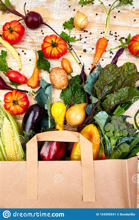 Paper Bag Of Different Health Vegetables Food Stock Image ...