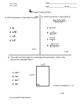 Math & reading scores now available! STAAR ALGEBRA 1 EOC CHECKPOINT - A.11A & A.11B by Math ...