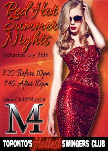 Women have all the control because men are not allowed to approach first. Club M4 - Toronto Swingers Club