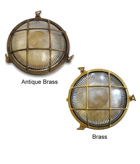 Knightsbridge tpov60b ip54 oval bulkhead lamp with wire guard and glass diffuser, 60 w, black. Marine Brass Bulkhead Wall Light with Caged Detail