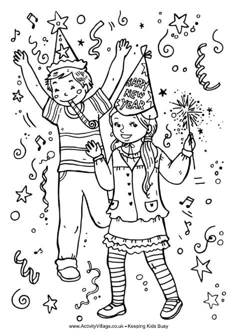 A child will like to color their favorite toys! Kids Celebrate New Year Colouring Page