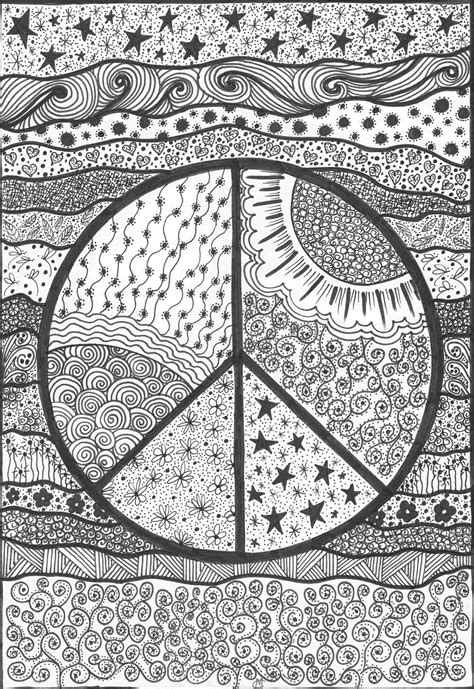 Psychedelic coloring pages for adults printable shelter. trippy hippie coloring pages peace an original artwork by ...