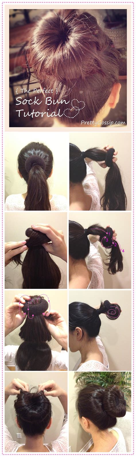 Fan ponytail over mesh donut, making sure to evenly cover mesh with hair 4. {Tutorial} The Perfect Sock Bun - Pretty Gossip | Hair ...