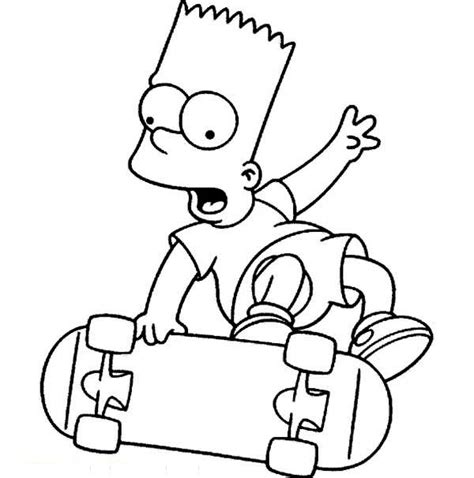 Simpson é um personagem de desenho animado criado por matt groening, é o patriarca da família simpsons, uma série de televisão da fox. Desenho para colorir de Bart Simpson e manobra e skate