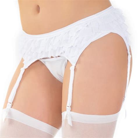 Check spelling or type a new query. Ruffle Mesh Garter Belt - White, Coquette