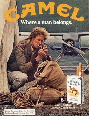 A camel lived in a forest. 80s print ad for Camel Cigarettes "Where a man belongs ...