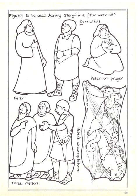 Welcome to our supersite for interactive & printable online coloring pages! Peter and Cornelious | Toddler sunday school, Sunday ...