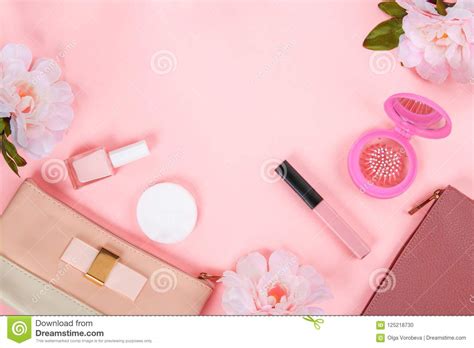 Download Beauty Set With Decorative Cosmetics. Nail Polish, Brushes ...