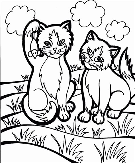 Simple cat coloring page coloring page with cat caresses Coloring Page Cat - Coloring Home