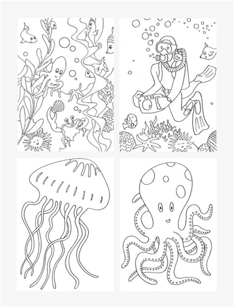 Here are six underwater creatures including 4 types of fish, a coral, and a squid. Under The Sea Coloring Pages - Mr Printables