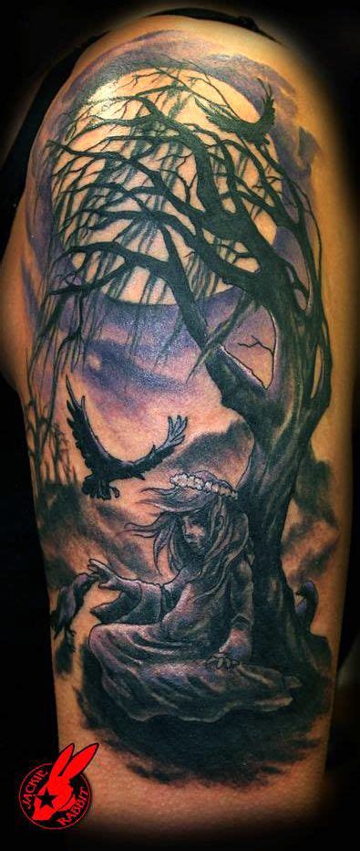 Original design by kylie wild heslop tattoo artist based in canberra, australia tattoo life get a tattoo neue tattoos body art tattoos sleeve tattoos trendy tattoos cool tattoos tatoos tree tattoo back. Dead tree crow tattoo on a man's arm | Tattoo | Pinterest ...