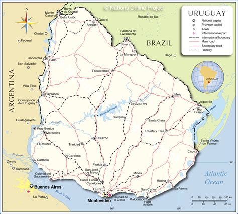 The uruguay river is a river in south america. Detailed Map of Uruguay - Nations Online Project