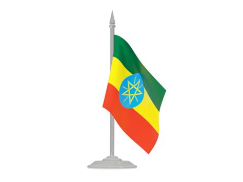 All ethiopian flag have featured stripes of green, yellow, and red. Flag with flagpole. Illustration of flag of Ethiopia