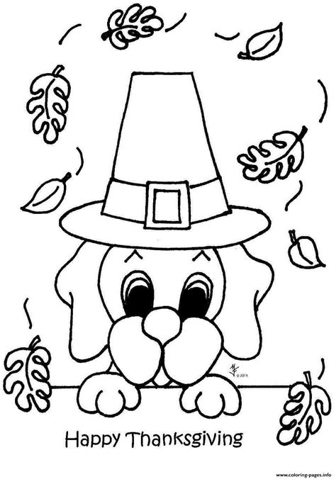 Free printable thanksgiving coloring pages for kindergarten. Happy Thanksgiving Cute Dog Coloring Pages Printable