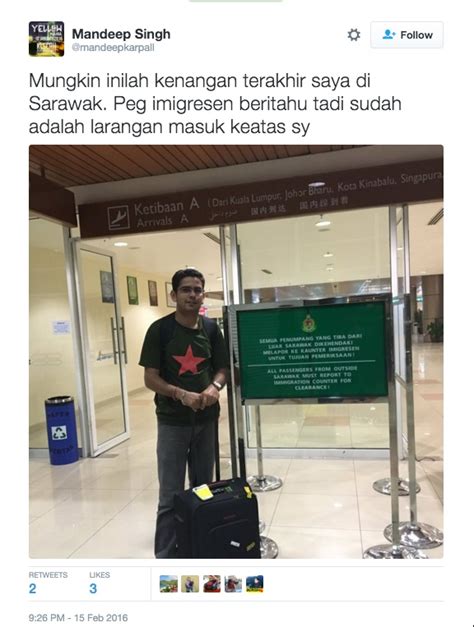 Portal jabatan imigresen malaysia , official portal of immigration department of malaysia. Bersih's Mandeep Singh Is Barred From Entering Sarawak. We ...