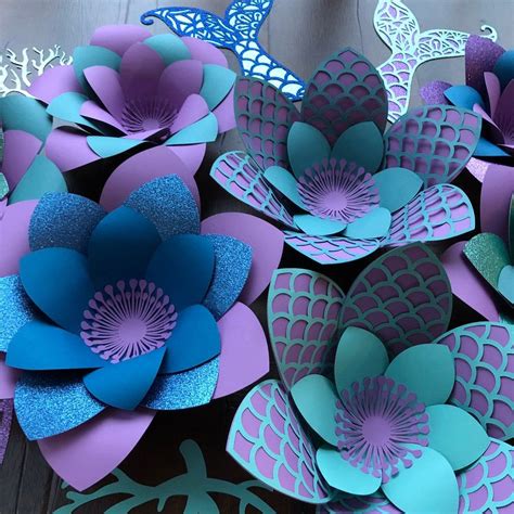 Extra large wall paper flowers. Mermaid Theme Paper Wall Flowers Extra Large Nursery ...