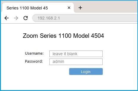 The admin password should now be defaulted to '1111'. 192.168.2.1 - Zoom Series 1100 Model 4504 Router login and ...