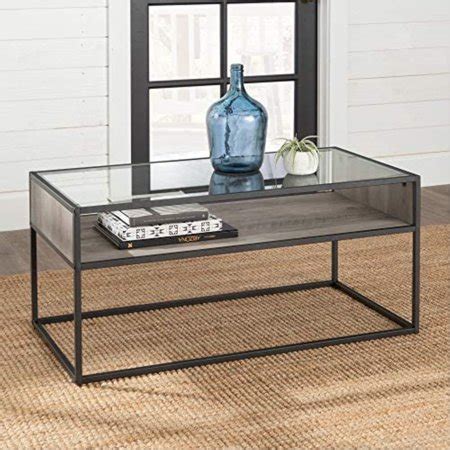 Are you looking for rustic gray coffee table walmart? Walker Edison Jersey Urban Box Frame Glass Top Coffee ...