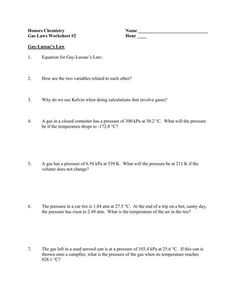 Name the gas law you used. Gas Law Worksheet #2