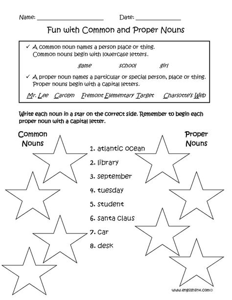 Students use a word bank to insert the proper nouns to complete the story. Fun with Common and Proper Nouns Worksheets | Proper nouns ...