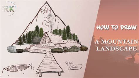 With a 4h pencil, lightly sketch a rectangle for the basic shape of the springhouse, then add a line for the roof's edge and another line for the front corner of the house. How to draw mountains Landscape with pencil step by step ...