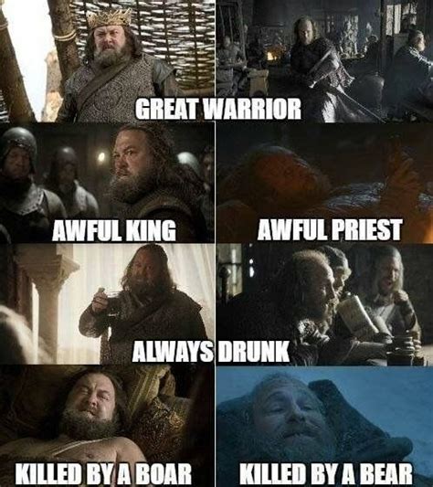 Maybe you would like to learn more about one of these? Robert Baratheon thoros of myr parallels | Best funny ...