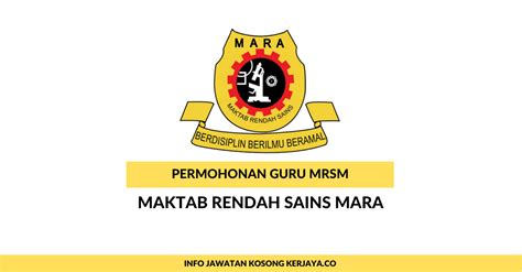 Jawatan kosong terkini yang diiklankan adalah seperti berikut: Jawatan Kosong GURU MRSM • Kerja Kosong Kerajaan