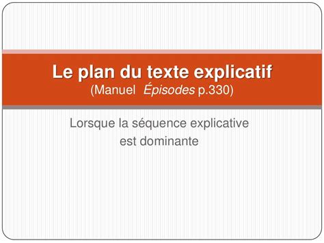 Le plan du texte explicatif