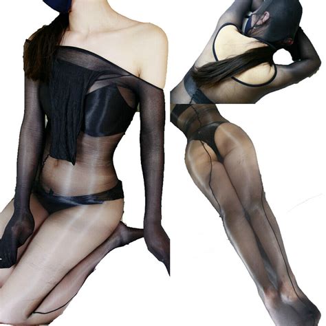 Full body and long sleeves design with closed sheath, super soft and comfortable to wear. High Elastic Ultrathin Sheer Full Bodystocking Sleeping ...