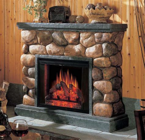 River rock fireplaces stacked stone fireplaces rustic fireplaces modern fireplace cabin fireplace fireplace design fireplace ideas basement fireplace stone veneer. fireplaces pictures | Electric Fireplace by Classic Flame ...