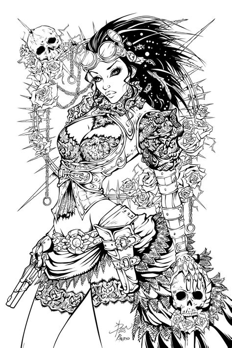 Download 150+ royalty free sexy coloring pages vector images. Lady Mechanika Inks by Fendiin.deviantart.com on ...