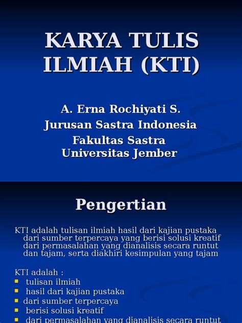 Demikian penjelasan kami mengenai pengertian abstrak. KARYA TULIS ILMIAH (KTI).ppt