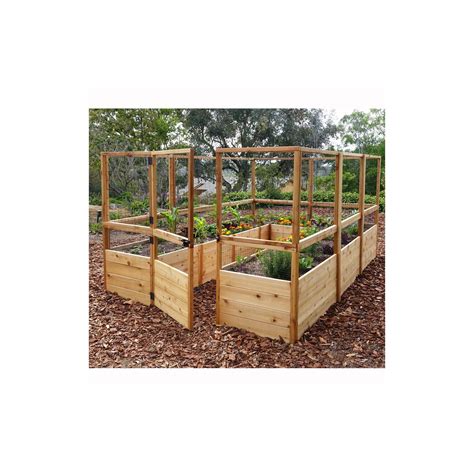 Inner walkway and 30 in. 8ft x 12ft Raised Garden Bed with Deer Fence | Raised ...