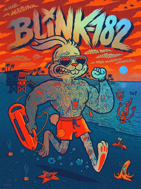 Los angeles, california united states. Blink-182 Musink foil poster — Michael Hacker Illustration