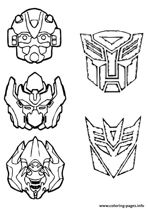 Printable optimus prime coloring page. Transformers Masks A4 Coloring Pages Printable