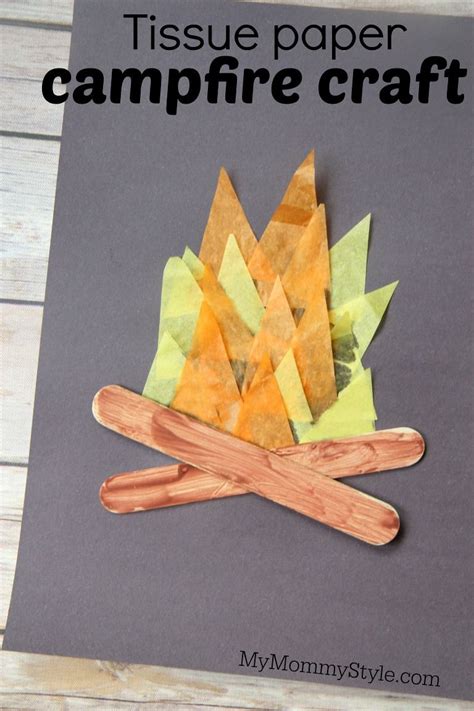 Looking for easy preschool art projects? Tissue paper campfire craft | Campfire craft, Camping ...