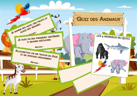 Le Quiz des Animaux - Cartes à imprimer