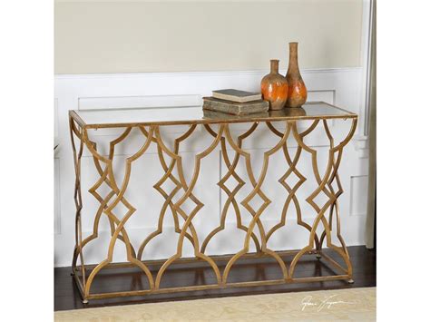 Henzler metal glass console table. Uttermost 24278 Henzler Mirrored Glass Console Table ...