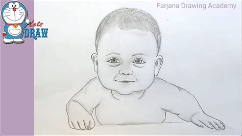 Draw human face features and figure. How to draw baby face for Beginners/ EASY WAY TO DRAW A ...