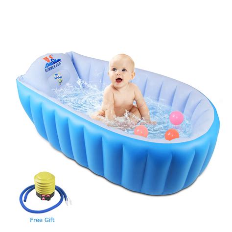 Your back and knees will surely ache by the end of the ritual! PVC Foldable Infant Bathtub,Infant ToddlerInflatable Anti ...