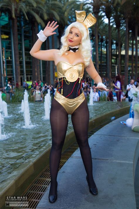 A playboy bunny is a waitress at a playboy club. Star Wars Celebration 2015 Cosplay C3PO Playboy Bunny | Flickr