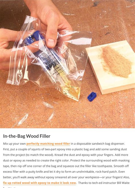 Cut or carve blocks of wood to fill most of the cavity. DIY Epoxy wood filler | Plastic bag dispenser, Wood filler, Diy epoxy