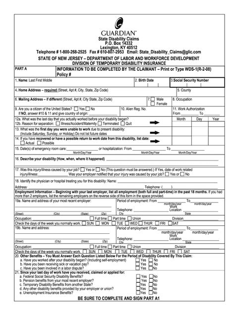 Subscribe to my free weekly newsletter — you'll be the first to know when i add new printable documents and templates to the freeprintable.net network of sites. (TDB) Temporary Disability Benefits-Claim Forms - Guardian - Fill and Sign Printable Template ...