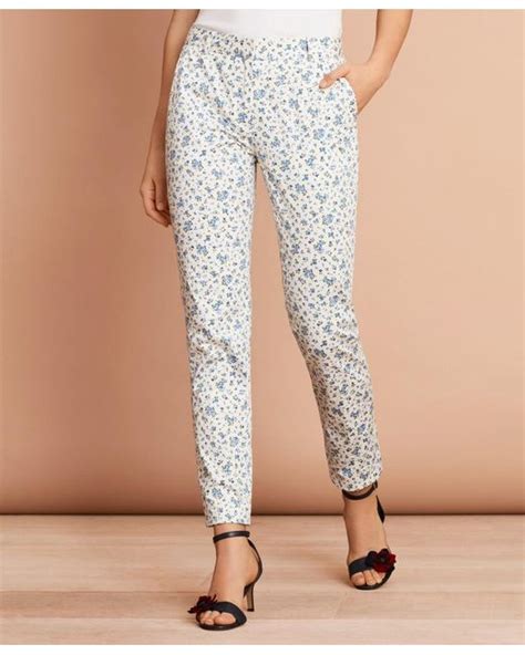 Tiffany brookes in white cotton panties. Brooks Brothers Floral-print Stretch Cotton Sateen Pants ...