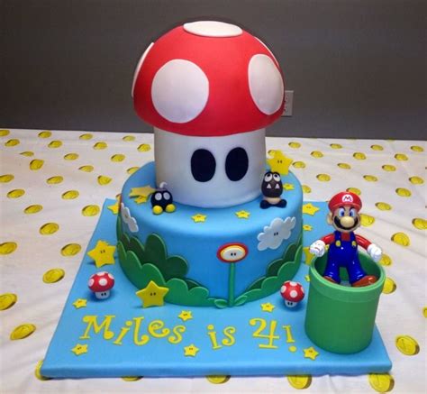 Mario bros cake, with individual remote cake (see other pic) for the birthday boy fondant cakes with gumpaste accessories. Sugar Love Cake Design: Mario Birthday Cake