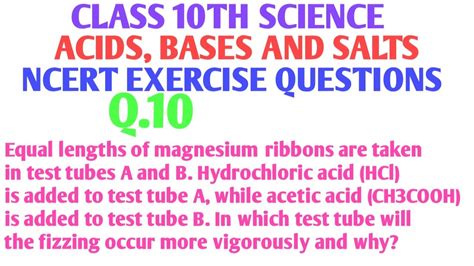 (a) complete the box to name the apparatus. Equal lengths of magnesium ribbons are taken in test tubes ...