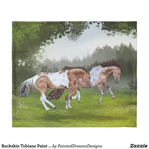 The coloration is almost always present from birth and does not change throughout the horse's lifetime. Buckskin Tobiano Paint Horses Duvet Cover | Zazzle.com ...