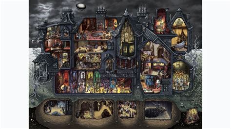 18 x 24 edgar allan poe macabre mansion print. Edgar Allan Poe's Macabre Mansion: Jigsaw Puzzle & Prints ...