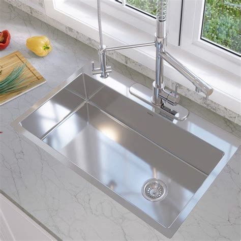 33 x 22 top mount drop in 15mm radius stainless steel single bowl kitchen sink. 9 Inch Deep Drop In Kitchen Sinks | Tyres2c