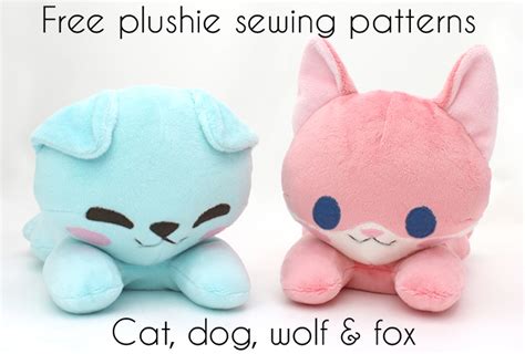 So, why not make them extra special? Free plush sewing pattern: Cat, dog, fox, wolf laying ...